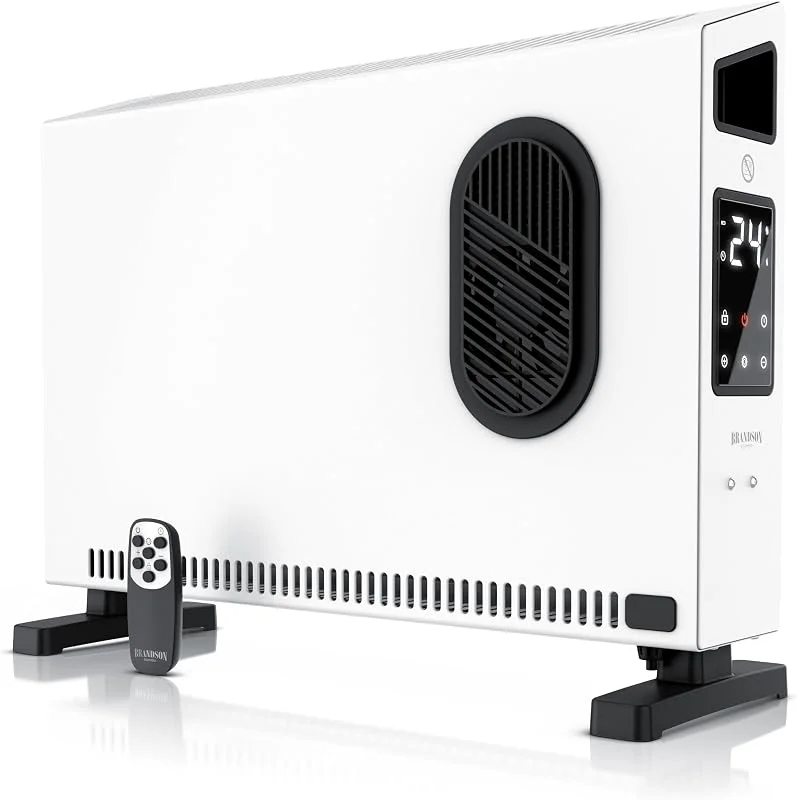 Brandson - Elektroheizung ECO Design - Heizpanel Konvektor 2000 Watt mit ECO Modus - elektronische Steuerung - 2 Heizstufen - Thermostat – Kindersicherung – Kippschutz Überhitzungsschutz – Standgerät — Heizung Warmepumpe