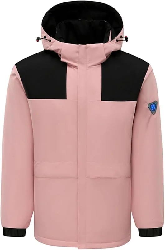 KQIVAM Beheizbare Jacke mit Abnehmbarer Hut Wasserdicht mit Herren Damen 4 Heizzone Weiche und Warme Beheizbare jacke Beheizbare Jacke Wintermäntel Körperwärmer zum Outdoorarbeiten Skifahren — Heizkleidung