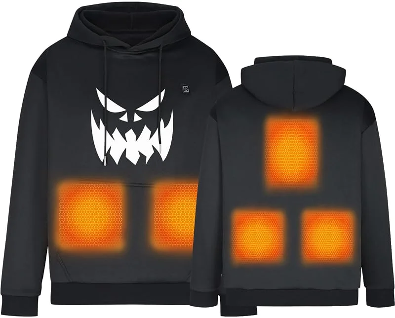 KQIVAM Beheizbare Hoodie Damen Herren mit 5 Heizzonen Elektrische Jacken Sweatshirt Beheizbare Jacke für Motorrad, Weihnachten Beheizbare Jacke Warme Dicke Weiche und Warme Beheizbare Langärmeliges — Heizkleidung