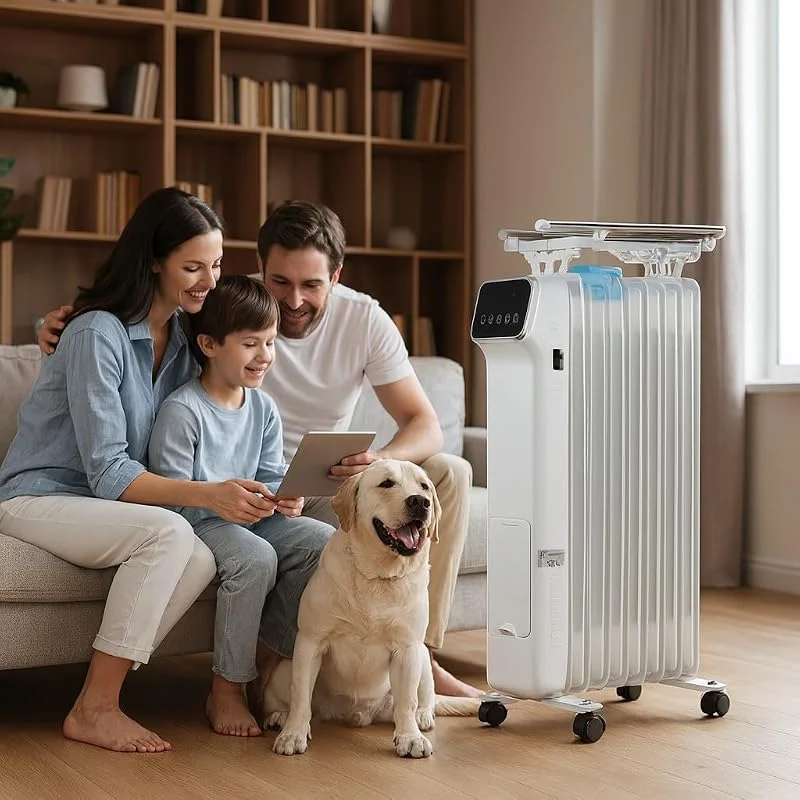 Elektrische Heizung 2000W, Elektrischer 3-Stufen Ölradiator - stromsparend und leise, Mobile Elektroheizung mit Digital Display und Fernbedienung, Heizung elektrisch mit Thermostat — Heizung Warmepumpe