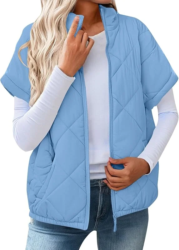 Generisch Steppweste Damen Leicht Weste Damen Elegant Daunenweste Gesteppt Kurz Winterjacke Warm Oversize Westen Mit Reißverschluss Kurzarm Übergangsweste Frauen Casual Damenweste Einfarbig — Heizkleidung