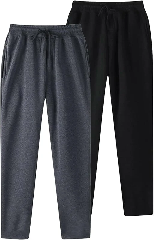 Generisch 2er Pack Jogginghose Herren Einfarbiger Baggy Hose mit Kordelzug und Taschen Männer Sporthose Wanderhose Trainingshose Outdoor Hosen für Lässiges Fitnessstudio und Joggen — Heizkleidung