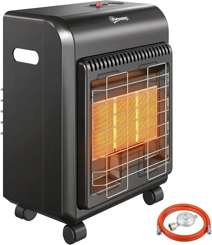 Outsunny Gas Heizstrahler Outdoor 1, 5-4, 2 kW Terrassenheizer mit Rollen — Heizung Warmepumpe