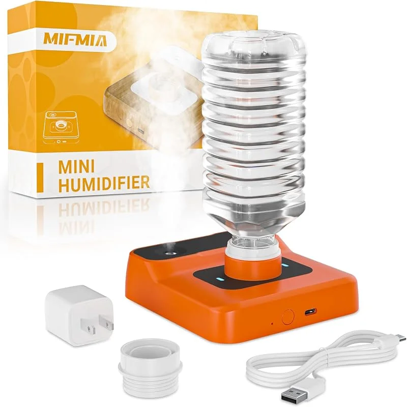 Reise-Luftbefeuchter - Wiederaufladbarer tragbarer Luftbefeuchter für Schlafzimmer, Hotelzimmer, Schreibtisch & Pflanzen, persönlicher Mini-Luftbefeuchter flüsterleise 23dB, automatische