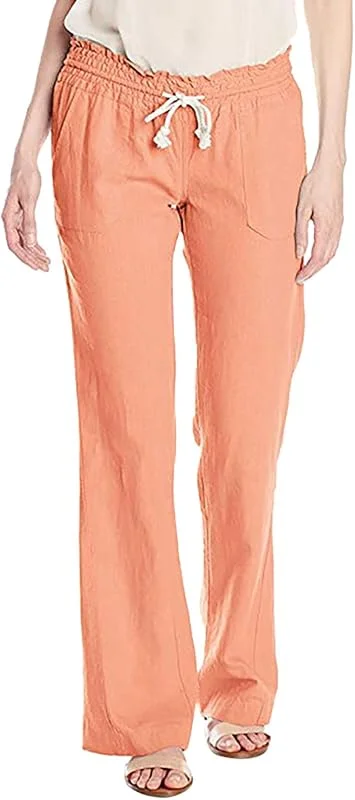 Leinenhose Damen Sommer High Waist Weite Hose Leichte Sommerhose Palazzo Hose Einfarbig Loose Freizeithose Bequeme Sporthose Elegant Festlich Stoffhose Relaxhose Große Größe — Heizkleidung