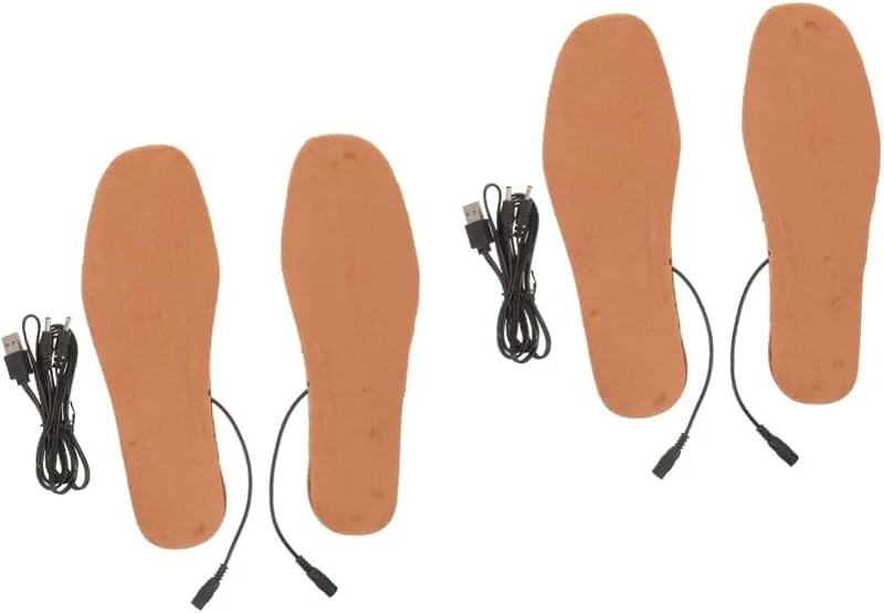BESPORTBLE 2 Paare Beheizte Einlegesohlen thermoeinlegesohle beheizbare einlegesohlen heated insoles Gel Zeitraum Liner beheizte Einlegesohle für Erwachsene Heizeinlagen Wollfilz Light Brown — Heizkleidung