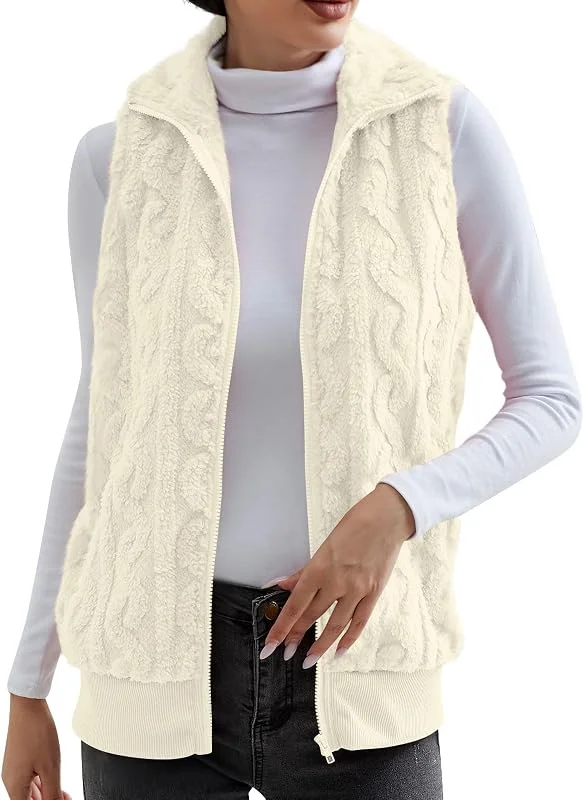 Outdoorweste Damen Mit Taschen Kuschelweste Damen Flauschig Ohne Arm — Heizkleidung