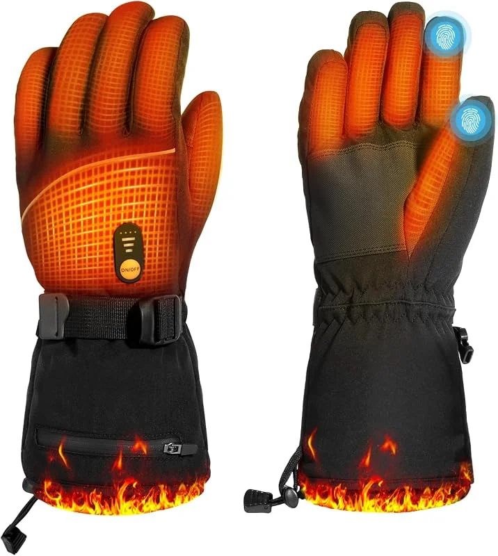 Minthouz Beheizbare Handschuhe für Damen Herren, 7.4V 3000 mAh Beheizbare Handschuhe mit Akku mit 6 Lagiger Schale, 3 Heizstufen, Touchscreen für Pendeln, Autofahren und Outdoor Sport — Heizkleidung