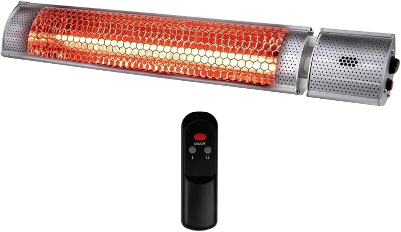 alpina Infrarotheizung 2000W – Heizstrahler Terrasse Wandmontage für Innen- und Außenbereich – Elektrischer Infrarot Heizstrahler hängend mit Fernbedienung – IP55 - 67, 5 x 10, 5 x 7 cm — Heizung Warmepumpe