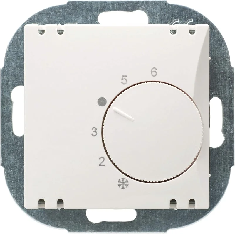 EHMANN Raumthermostat Öffner, mit Merkziffernskala (1-6), 55 x 55, RAL9016 — Heizung Warmepumpe