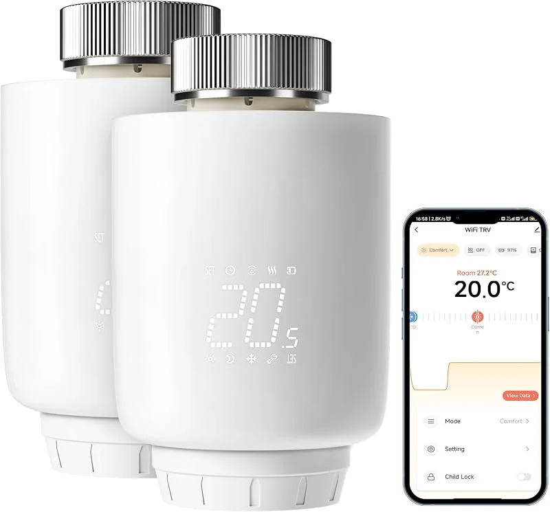 DEWENWILS 2 Packs Smart Heizkörperthermostat WiFi, Kein Gateway — Heizung Warmepumpe