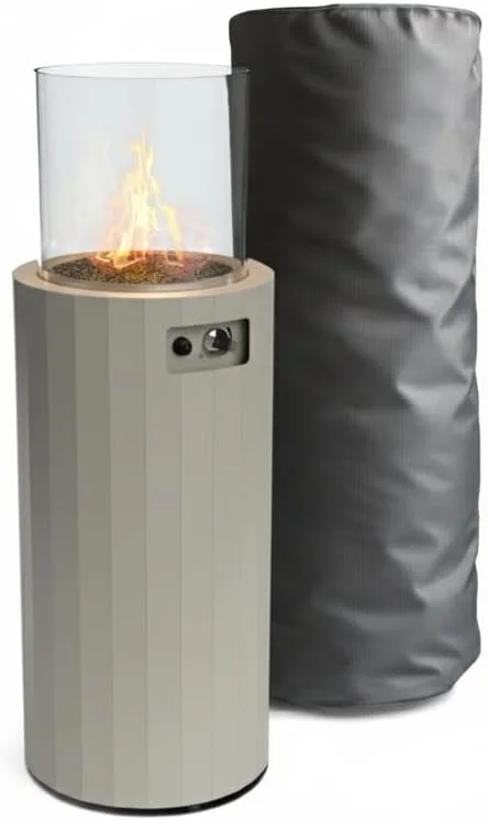 Planika BINO Outdoor-Gaskamin Tragbarer Terrassenheizer und Freistehender, Propan Heizpilz für Ihren Garten und Terrasse mit Schutzabdeckung — Heizung Warmepumpe