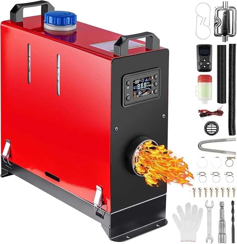 Redriver Dieselheizung 8KW Diesel Standheizung 12V, 24V 10 Min Schnellaufheizung, 5L Tank, Timer, Überhitzungsschutz, Leise Heizung, LCD-Display, Fernbedienung, für Auto, LKW, Wohnmobil, Boot Schwarz — Heizung Warmepumpe