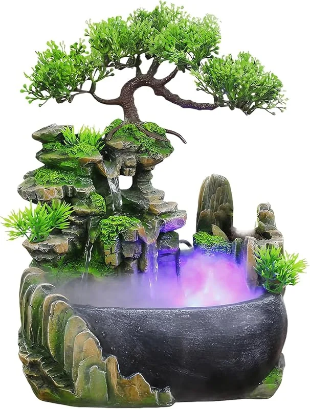 Zimmer Tisch Springbrunnen Wasserfall Steingarten Dekoration Desktop — Luftbefeuchter