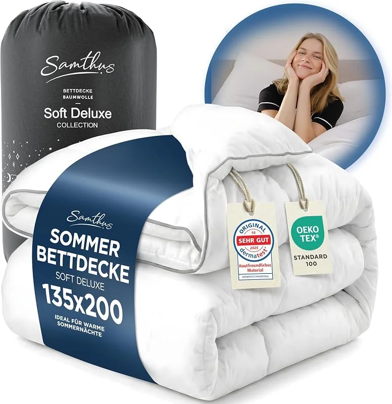 Samthus Premium Bettdecke 135x200cm weiche Steppdecke - Sommerdecke — Heizung Warmepumpe
