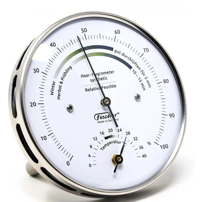Fischer 122.01HT-01, Wohnklima-Hygrometer u. Raum-Thermometer, Edelstahl — Luftbefeuchter
