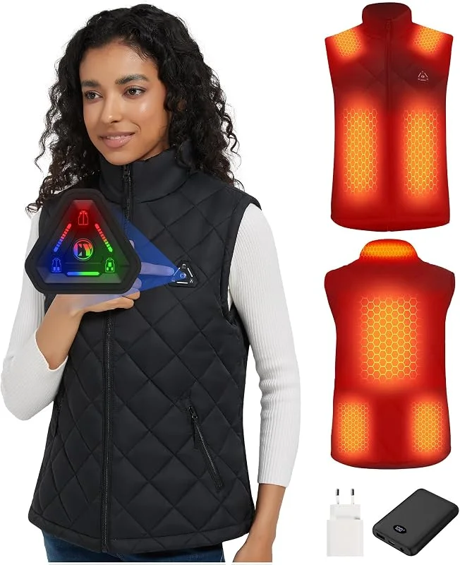 CYCYHEAT Beheizbare Weste Damen Herren 7, 4V Heizweste für Winter Outdoor — Heizkleidung