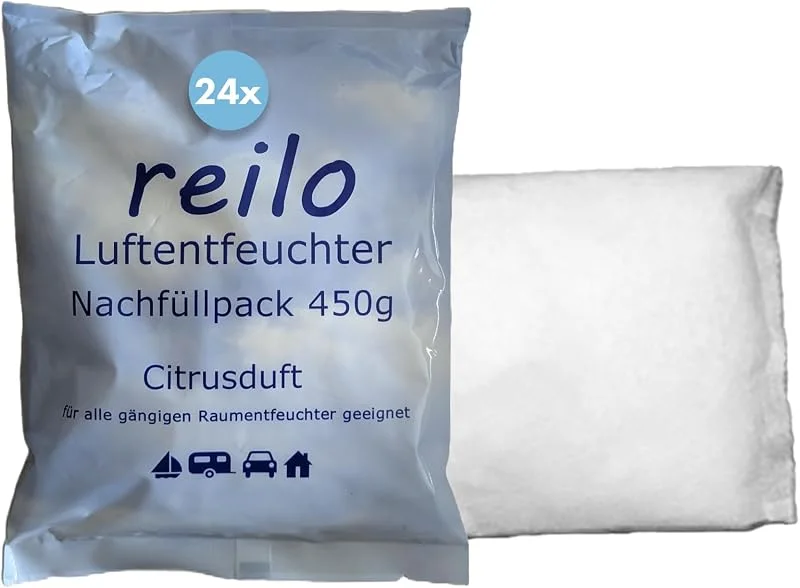 Citrusduft 24x 450g reilo Luftentfeuchter Granulat I Nachfüllpack — Luftbefeuchter