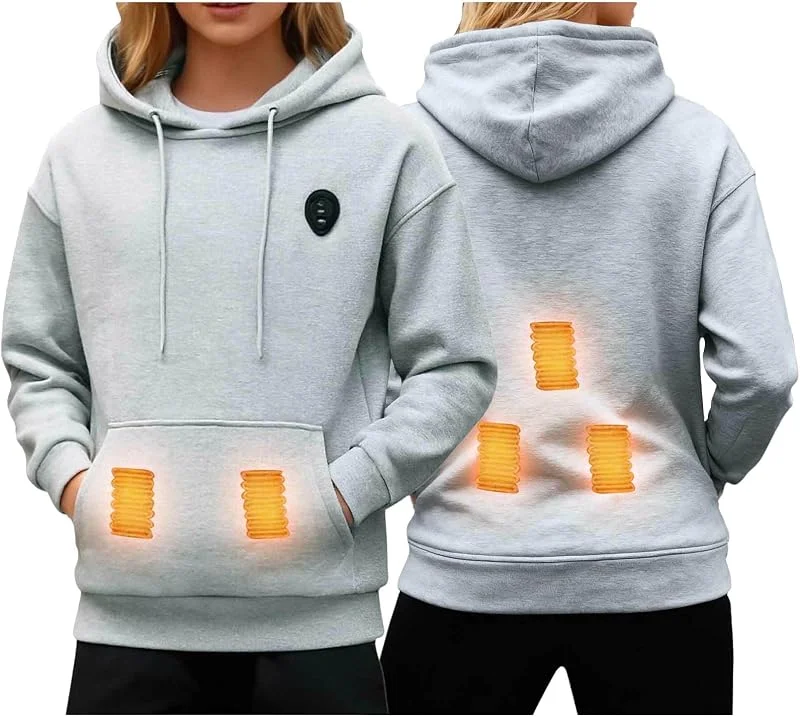 Beheizbare Hoodie Damen USB Elektrische Pullover Beheizter Kapuzenpullover — Heizkleidung