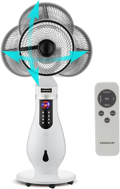 Kasanova 1 4-in-1-Ventilator mit 3D-Oszillation-Combi, ABS AS-Kunststoff Elektronische Komponenten — Luftbefeuchter