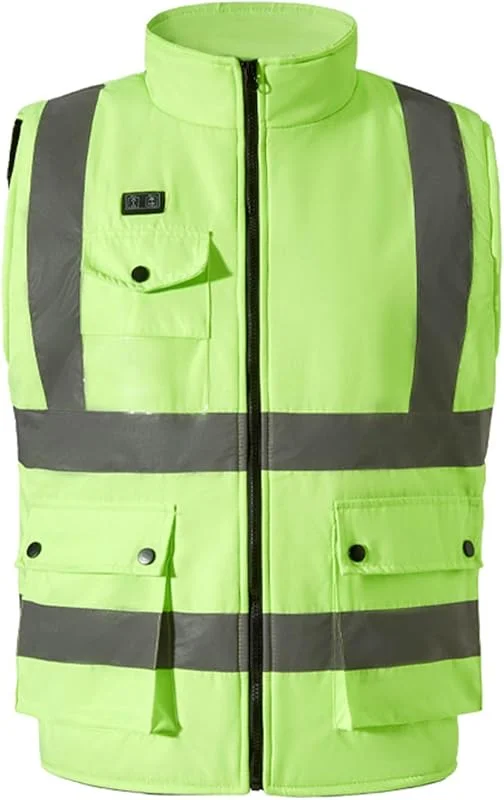 UHouse Beheizbare Weste Herren Warnweste Winter Heizweste Outdoor Reflektierende Arbeitsweste Elektrische Beheizte Westen Warn Ärmellose Heizjacke mit 29 Heizzonen USB Warm Warnschutzweste — Heizkleidung
