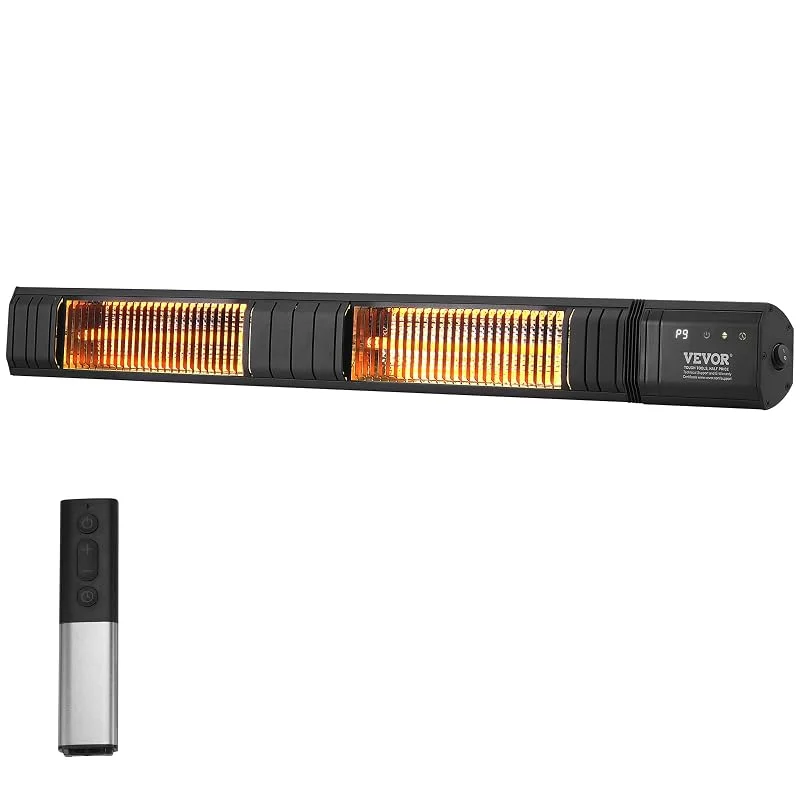 VEVOR Heizstrahler, 3000 W, Wärmestrahler mit Fernbedienung, IP65-Schutz, Carbon-Infrarot-Außenheizgerät mit 9 Gängen und Timer, für Veranda, Terrasse, Esszimmer, Studio, Hinterhof, Wandmontage — Heizung Warmepumpe