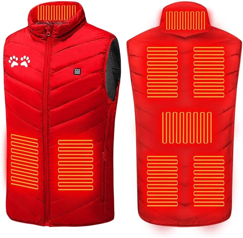 Beheizbare Weste für Herren Damen, Beheizte Weste mit 8 Heizzonen, USB Elektrische Heizweste für Herbst Winter, Wärmeweste mit Stehkragen, Heheizte Weste Ärmellos Jacke mit Heizung für Outdoor, Jagen — Heizkleidung
