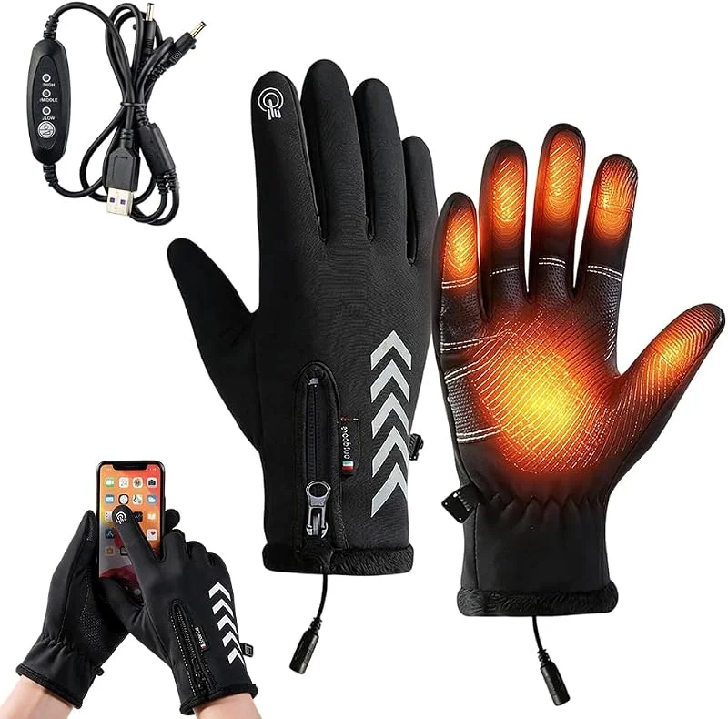 Beheizbare Handschuhe, USB Beheizte Handschuhe, Warme Heizhandschuhe, Touchscreen Handschuhes, Elektrisch Beheizte Handschuhe, Winter Handschuhe Beheizbar für Outdoor Arbeiten Angeln Autofahren — Heizkleidung