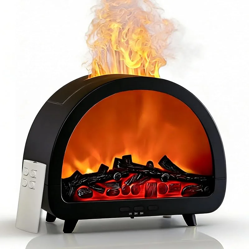Diffusor für ätherisches Öl für Kamin, 7 Farben, Ultraschall-Aromatherapie-Luftbefeuchter mit 7 Modi-Lauflichtern, Fernbedienung, 3 Timer, 200 ml, geräuschlos, für Zuhause, Schlafzimmer, Büro