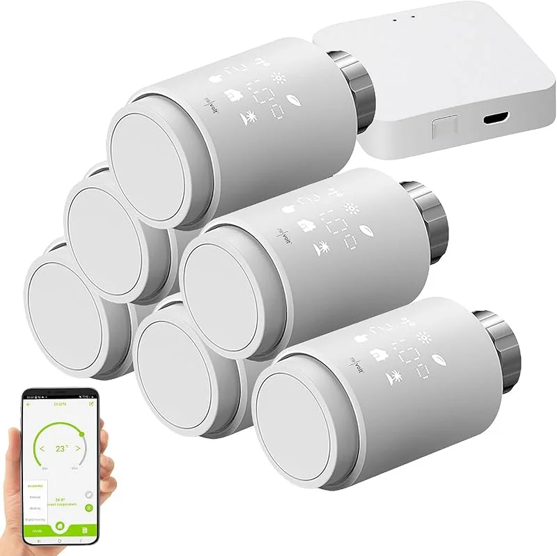revolt Heizkörperventile: 6er-Set programmierbare Heizkörper-Thermostate mit WLAN-Gateway & App (WLAN Heizungsthermostat, Heizkörper-Thermostat Bluetooth, iPad) — Heizung Warmepumpe