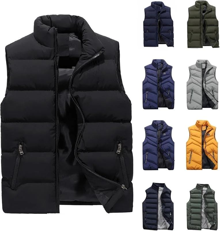 Generisch Herren Weste Outdoor Warme Mit Reißverschluss Taschen Daunen, M-5XL — Heizkleidung
