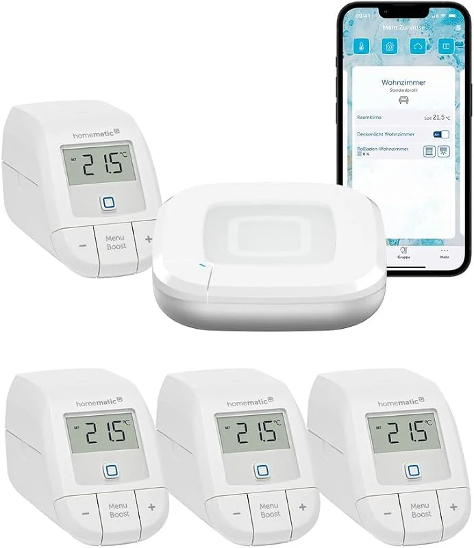 Homematic IP Heizungssteuerung für 4 Heizkörper zur Einzelraumregelung mit App., Weiß (Thermostat Basic) — Heizung Warmepumpe