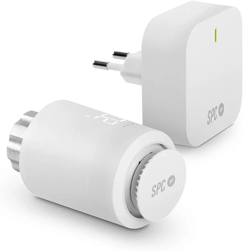 SPC Vesta Starter Kit Thermostatventil und Gateway für Heizkörper, intelligente Heizungssteuerung über SPC IoT App, Amazon Alexa, Google Assistant — Heizung Warmepumpe