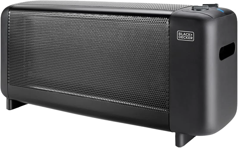 BLACK+DECKER BXMRA1500E, elektrischer Glimmerheizkörper, 1500W, 2 Heizstufen, einstellbarer Thermostat, automatische Abschaltung, mobil, kompakt, schwarz — Heizung Warmepumpe