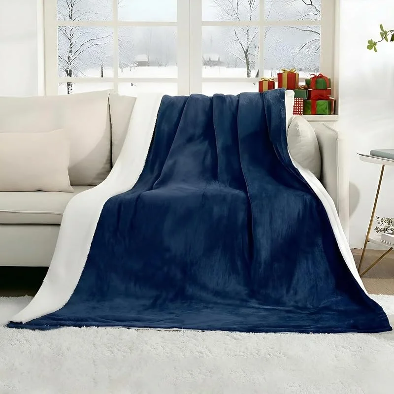 CURECURE Elektrische Heizdecke, weiche Flanell-Heizdecke mit 4 Heizstufen und 10 Stunden automatischer Abschaltung, 130 x 180 cm, Heimbüro, schnelle Heizdecke, Abnehmbarer Schalter, waschbar – Blau — Heizung Warmepumpe