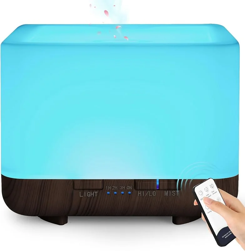 Aroma Diffuser, GeeRic 600ML Luftbefeuchter Ultraschall Aromatherapie Diffusor für Ätherische Öle mit Fernbedienung, Automatische Abschaltung bei Wasserlosem Zustand, und 7 Arten LED Lichtfarben