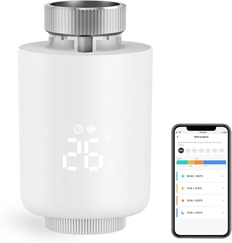 Smart Thermostat Heizkörperventil Programmierbares Thermostatventil, Zigbee Thermostat zur Temperaturanpassung, App-Steuerung, Tuya Zigbee Hub erforderlich, kompatibel mit Alexa, Google Home (Weiß) — Heizung Warmepumpe