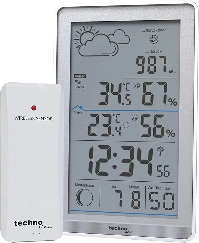techno line WS 9218 Funk-Wetterstation mit Außensensor und Luftdruck — Luftbefeuchter