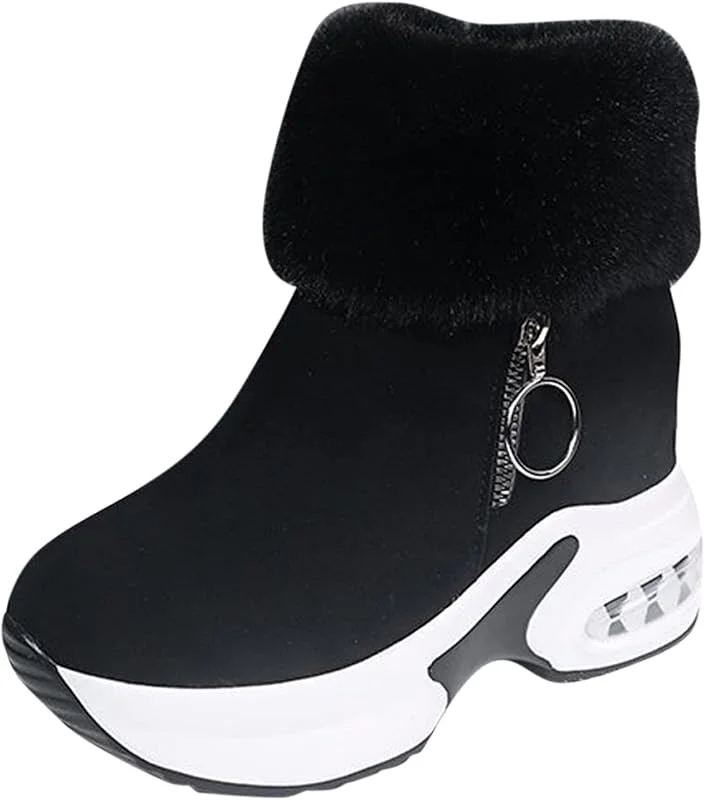Generisch Casual Stiefeletten StiefelLederDamen Keils atmungsaktive Freizeitstiefel Slip on Damenstiefel Mode Damenstiefel Kurze Regenstiefel Stiefeletten Wasserdicht — Heizkleidung