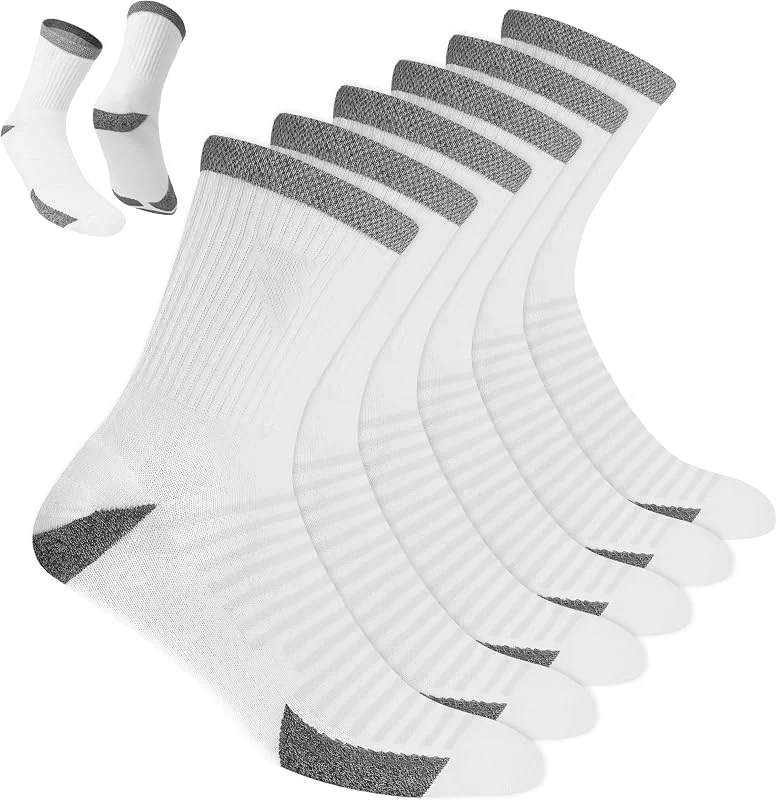 BLITZSOX 6 Paar Herren Sportsocken aus Baumwolle, Lauf- & Trainersocken, DRI-WIK Feuchtigkeitskontrolle, Gepolstertes Fußbett mit Fußgewölbe-Kompression, Verstärkte Ferse & Spitze — Heizkleidung