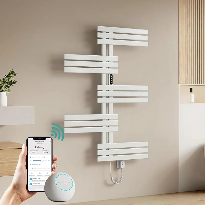 EMKE WiFi Elektrischer Handtuchheizkörper 1175 x 800 mm, Weiß, 400 W — Heizung Warmepumpe