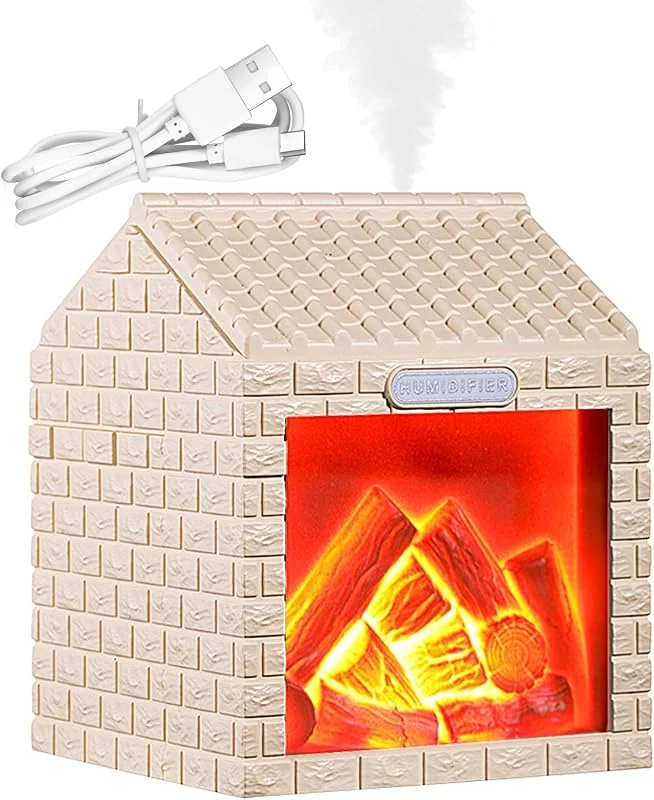 Luftbefeuchter für Kamin, Flamme, LED, wiederaufladbar, USB, leise