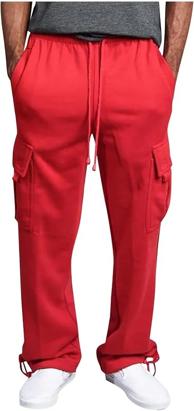 Herren Hosen Cargo Baggy Freizeithose mit Kordelzug Elastischer Bund Lässige Lose Cargohose mit Taschen Einfarbige Lange Chino Hosen Works Sporthose Arbeitshose Lang Lounge Wear Hosen für Männer — Heizkleidung