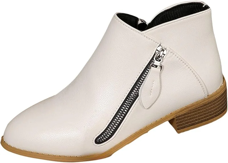 Damen-Stiefel, kurz, spitz, Retro-Stil, britischer Stil, Chelsea-Stiefel, Kunstleder, mit Reißverschluss, leicht, für Herbst und Winter — Heizkleidung