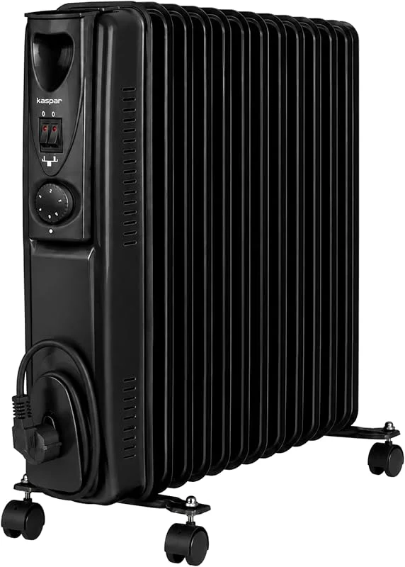 Kaspar Heizkörper elektrisch, 2500 W, 13 Rippen, Rollen, Schwarz — Heizung Warmepumpe