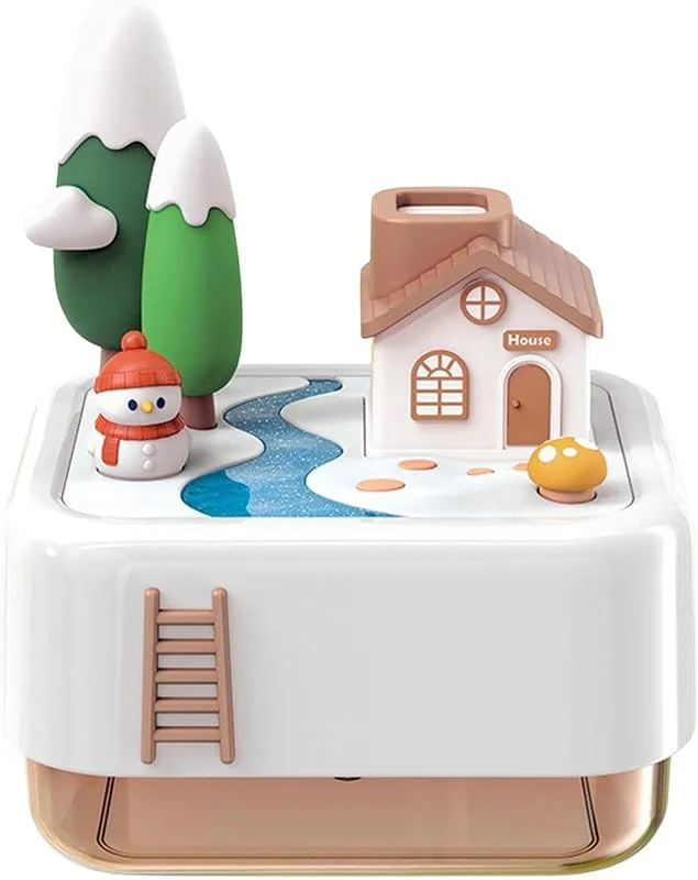 Snow House Mini-Schreibtisch-Luftbefeuchter – Kamin-Nebel, USB
