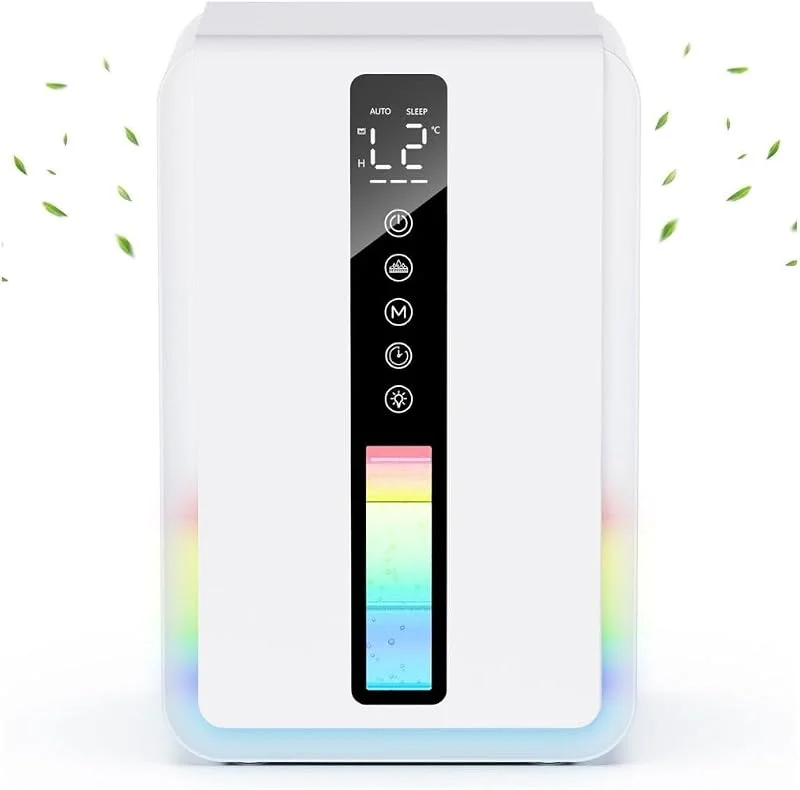 Luftentfeuchter Elektrisch 2, 5L - Entfeuchter Elektrisch 800ml, Tag, Raumentfeuchter Elektrisch 3 Geschwindigkeiten, 48H Timer, Automatische Abtauung & RGB Licht - für Schlafzimmer, Bad & Kleine Räume — Luftbefeuchter
