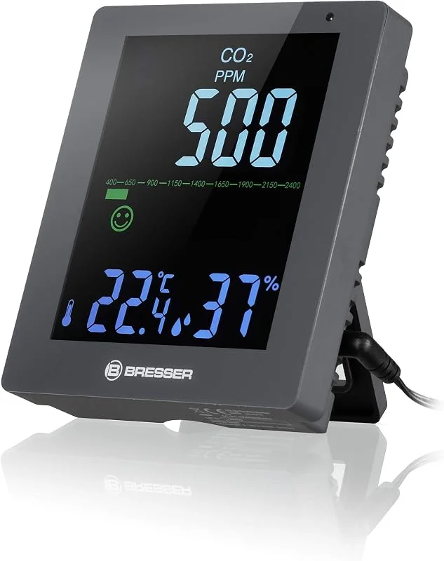 BRESSER CO2-Luftqualitätsmonitor Smile mit CO2-Ampel — Luftbefeuchter