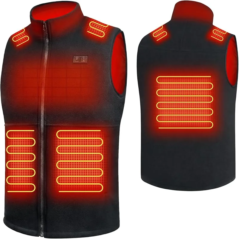 seenlast Beheizbare Weste, Heizweste Herren Damen Fleece, Beheizte Weste Beheizbar Thermoweste Wärmeweste Herren Damen mit 3 Stufen Temperatur, 6 Heizzone (Ohne Powerbank) — Heizkleidung