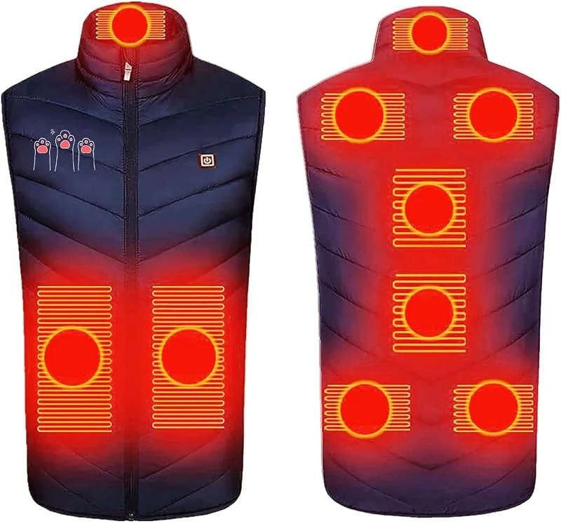KQIVAM Beheizte Weste für Herren, Damen 9 Heizzone Beheizbare Jacke Heizweste Wärmeweste Elektrisch mit 3 Stufen Temperatur Heheizte Kleidung Winterjacke für Outdoor Reiten Skifahren Camping — Heizkleidung